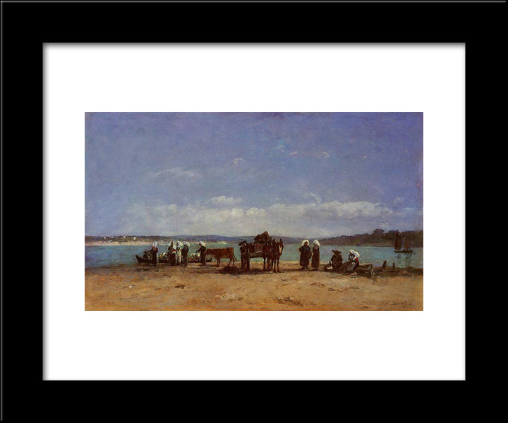 The Breton Fishermen'S Wives 20x24 Black Modern Wood Framed Art Print Poster by Boudin, Eugene