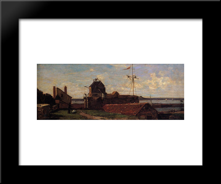 The Francois Ier Tower At Le Havre 20x24 Black Modern Wood Framed Art Print Poster by Boudin, Eugene