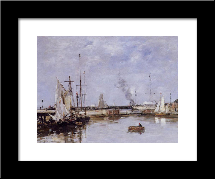 The Lock At Trouville 20x24 Black Modern Wood Framed Art Print Poster by Boudin, Eugene