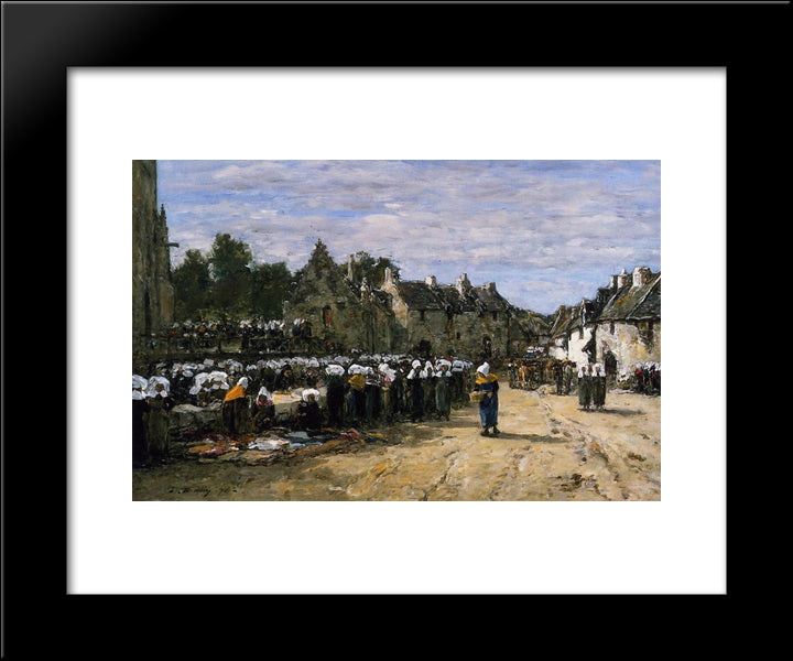 The Market At Landenneau 20x24 Black Modern Wood Framed Art Print Poster by Boudin, Eugene