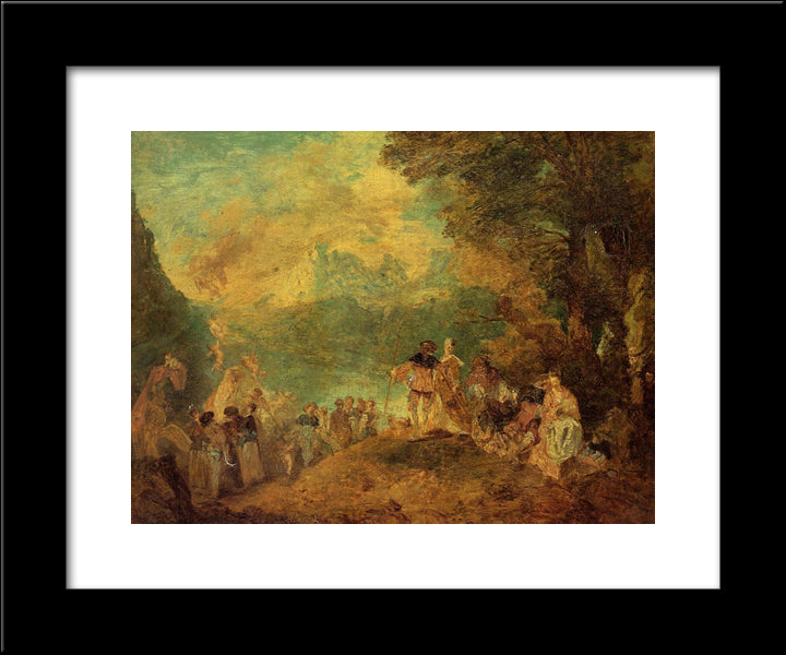 The Pilgrimage To Cythera (After Watteau) 20x24 Black Modern Wood Framed Art Print Poster by Boudin, Eugene