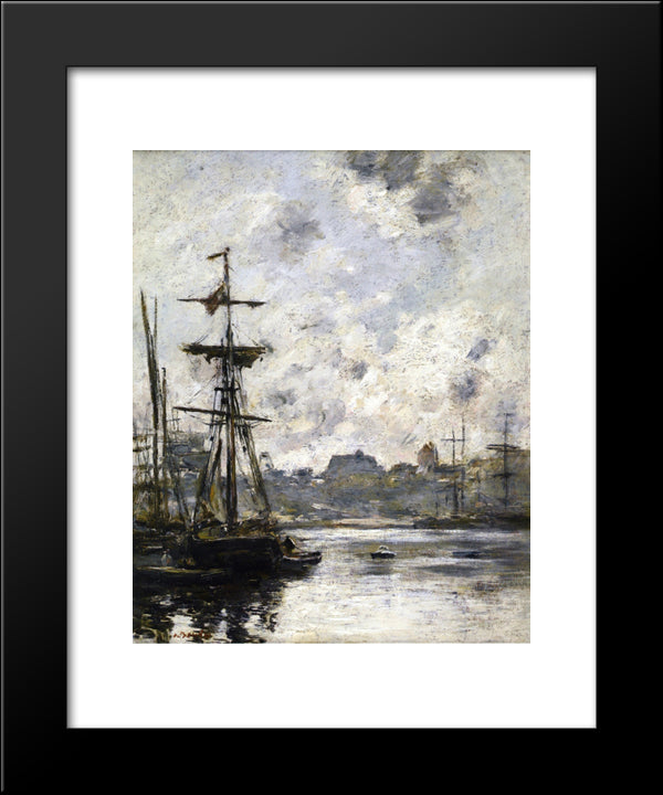 The Port, Fecamp 20x24 Black Modern Wood Framed Art Print Poster by Boudin, Eugene