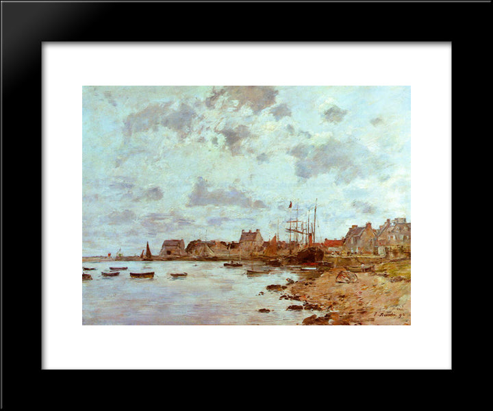 The Port At Saint-Vaast-La-Houghe 20x24 Black Modern Wood Framed Art Print Poster by Boudin, Eugene