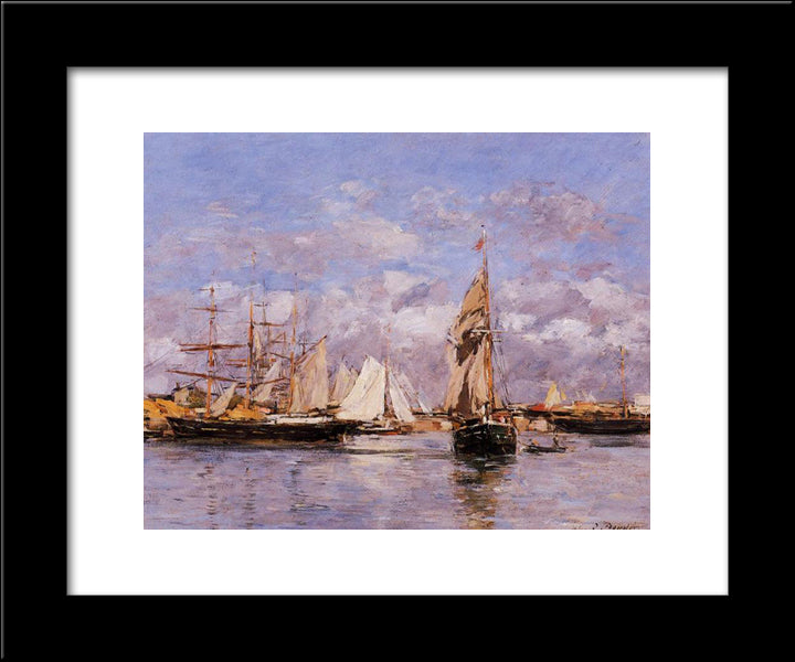The Port Of Trouville, High Tide 20x24 Black Modern Wood Framed Art Print Poster by Boudin, Eugene