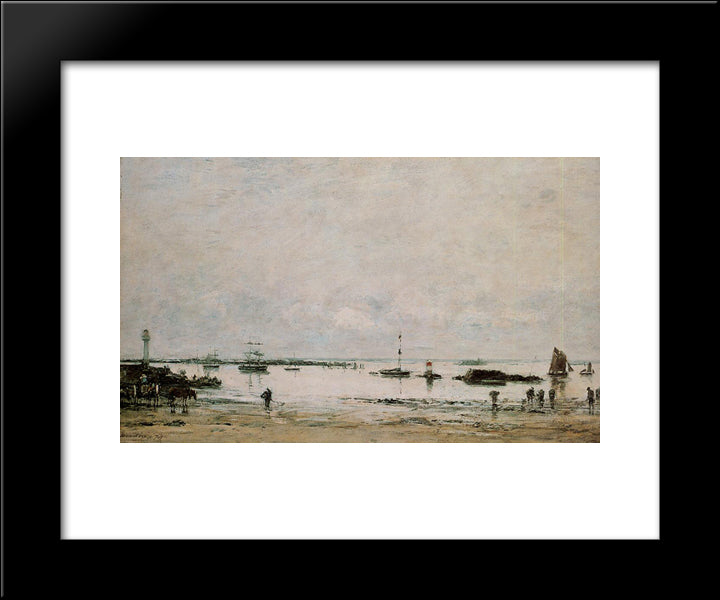 The Port Portrieux At Low Tide 20x24 Black Modern Wood Framed Art Print Poster by Boudin, Eugene
