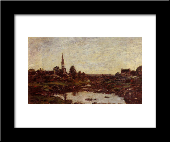 The Saint-Simeon Farm 20x24 Black Modern Wood Framed Art Print Poster by Boudin, Eugene