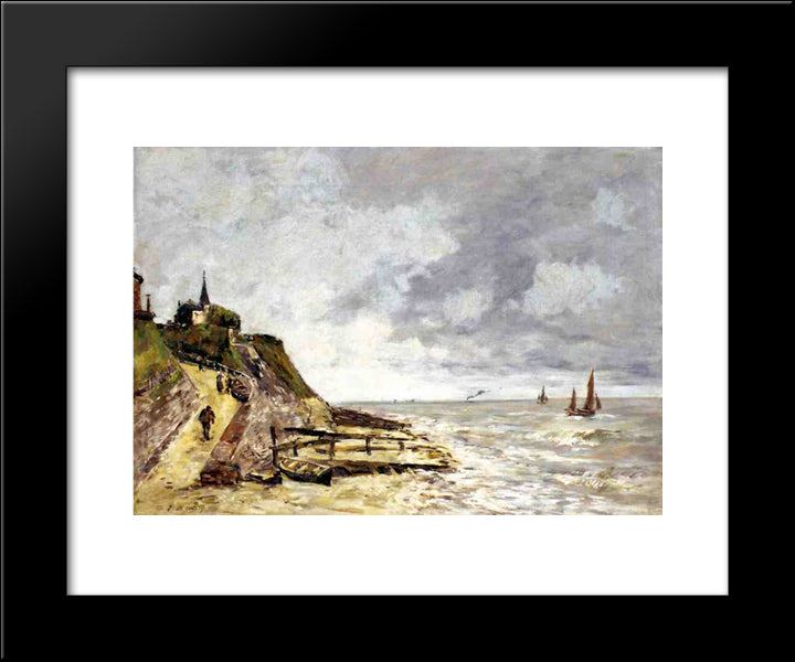 The Seine At Caudebec-En-Caux 20x24 Black Modern Wood Framed Art Print Poster by Boudin, Eugene