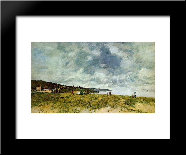 The Shore At Tourgeville 20x24 Black Modern Wood Framed Art Print Poster by Boudin, Eugene