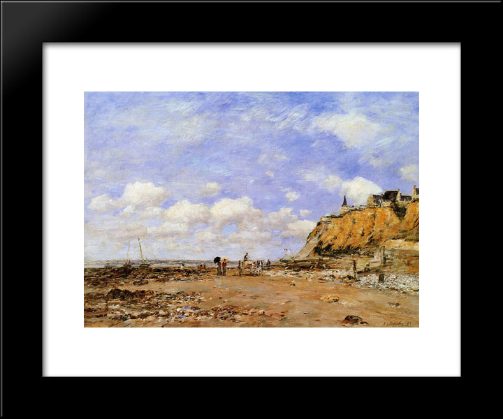 The Shore At Villerville 20x24 Black Modern Wood Framed Art Print Poster by Boudin, Eugene