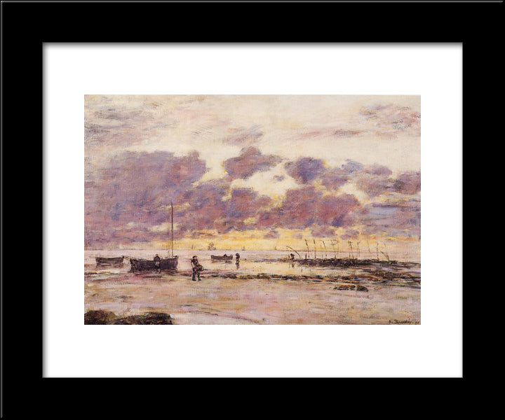 The Shores Of Sainte Adresse At Twilight 20x24 Black Modern Wood Framed Art Print Poster by Boudin, Eugene