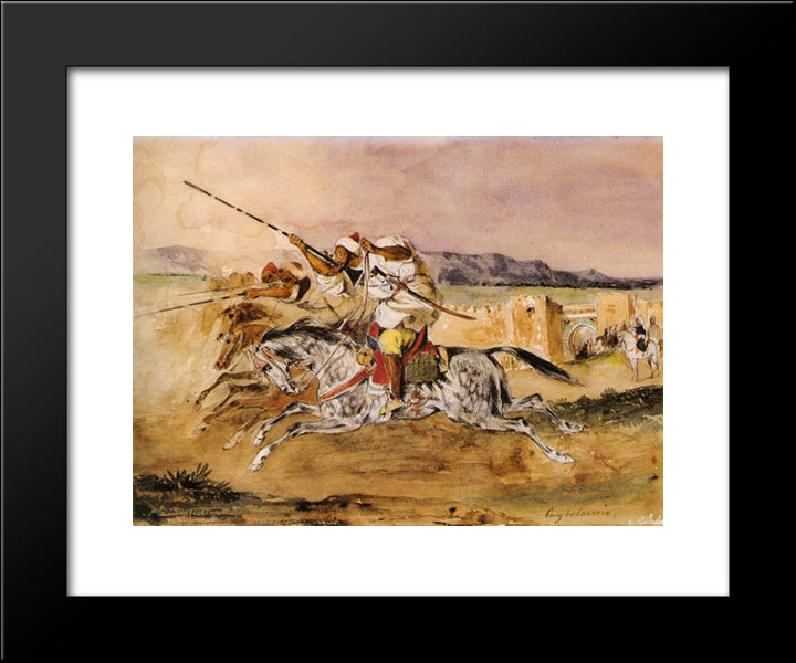 Arab Fantasia 20x24 Black Modern Wood Framed Art Print Poster by Delacroix, Eugene