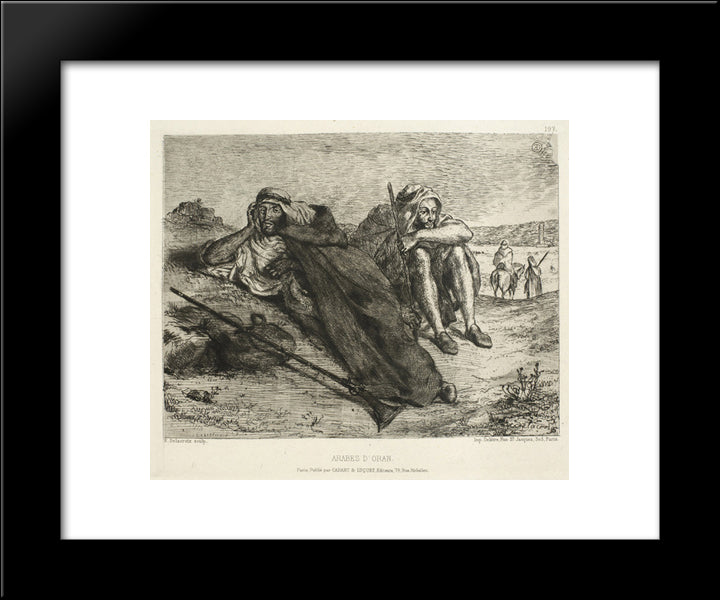 Arabs Of Oran 20x24 Black Modern Wood Framed Art Print Poster by Delacroix, Eugene