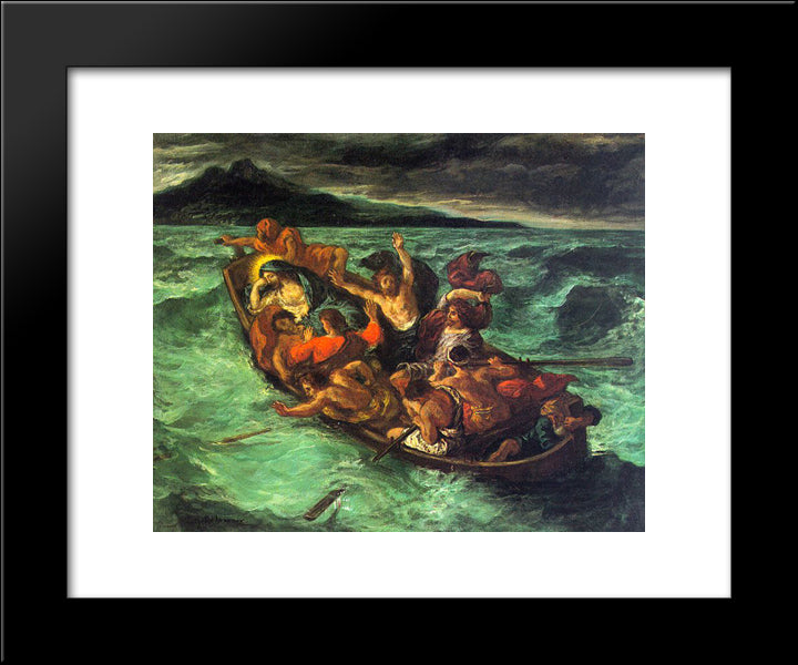 Christ On The Lake Of Gennezaret 20x24 Black Modern Wood Framed Art Print Poster by Delacroix, Eugene