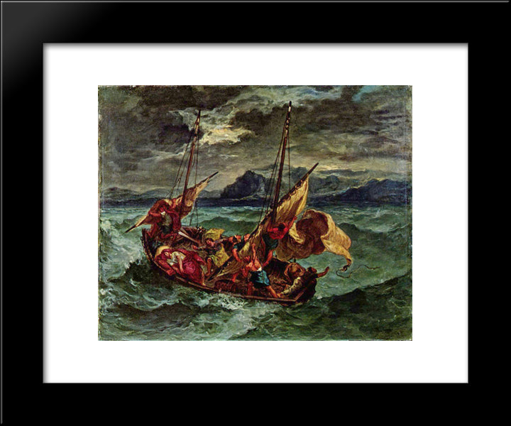 Christ On The Sea Of Galilee 20x24 Black Modern Wood Framed Art Print Poster by Delacroix, Eugene