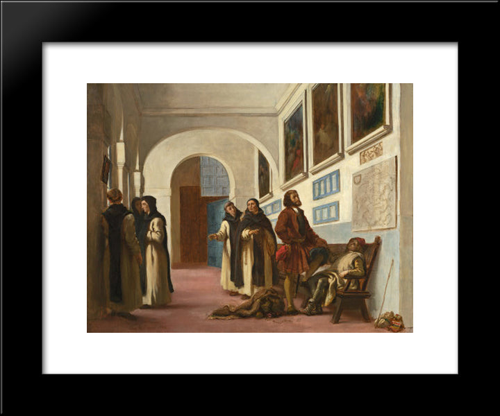 Christopher Columbus And His Son At La Rabida 20x24 Black Modern Wood Framed Art Print Poster by Delacroix, Eugene