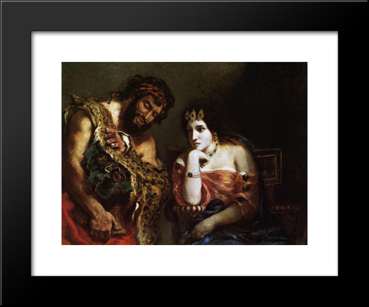 Cleopatra And The Peasant 20x24 Black Modern Wood Framed Art Print Poster by Delacroix, Eugene