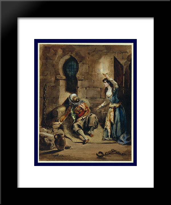 Episode From The Corsair By Lord Byron 20x24 Black Modern Wood Framed Art Print Poster by Delacroix, Eugene