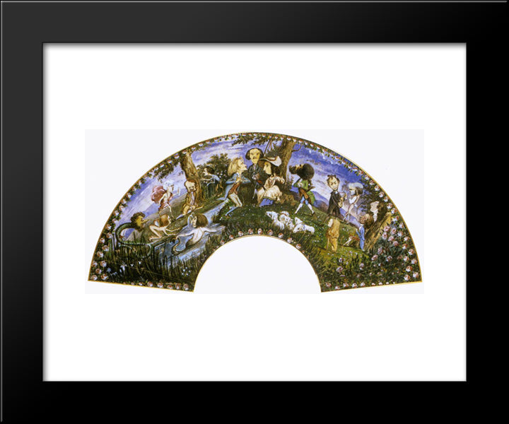 Fan With Caricatures 20x24 Black Modern Wood Framed Art Print Poster by Delacroix, Eugene