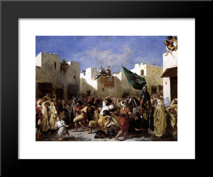 Fanatics Of Tangier 20x24 Black Modern Wood Framed Art Print Poster by Delacroix, Eugene