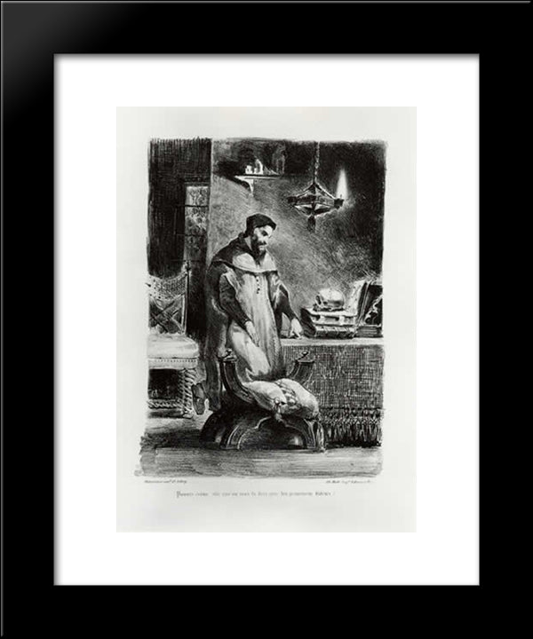 Faust In His Study 20x24 Black Modern Wood Framed Art Print Poster by Delacroix, Eugene