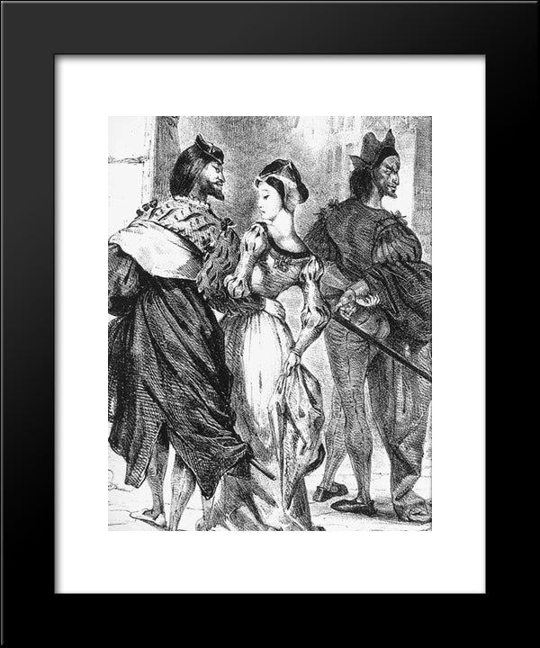Faust Meeting Marguerite 20x24 Black Modern Wood Framed Art Print Poster by Delacroix, Eugene