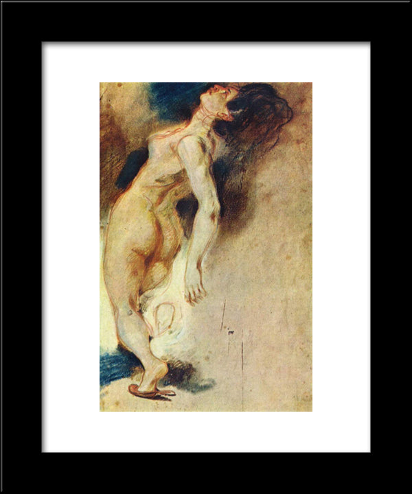 Female Nude Killed From Behind 20x24 Black Modern Wood Framed Art Print Poster by Delacroix, Eugene