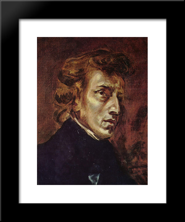 Frederic Chopin 20x24 Black Modern Wood Framed Art Print Poster by Delacroix, Eugene