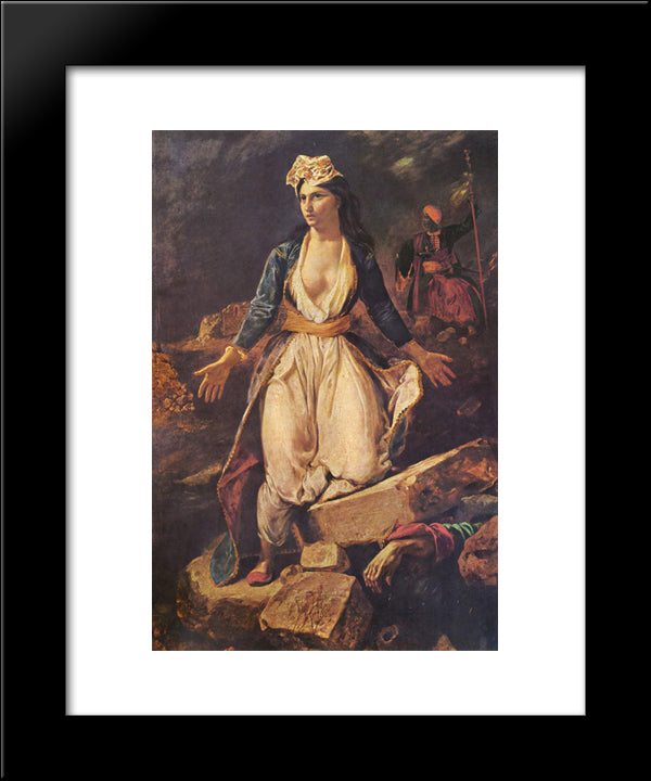 Greece Expiring On The Ruins Of Missolonghi 20x24 Black Modern Wood Framed Art Print Poster by Delacroix, Eugene