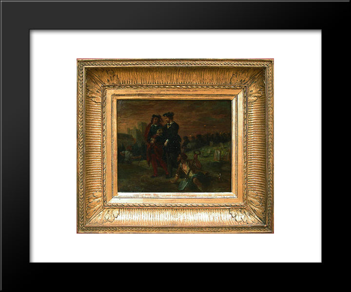 Hamlet And Horatio In The Cemetery 20x24 Black Modern Wood Framed Art Print Poster by Delacroix, Eugene