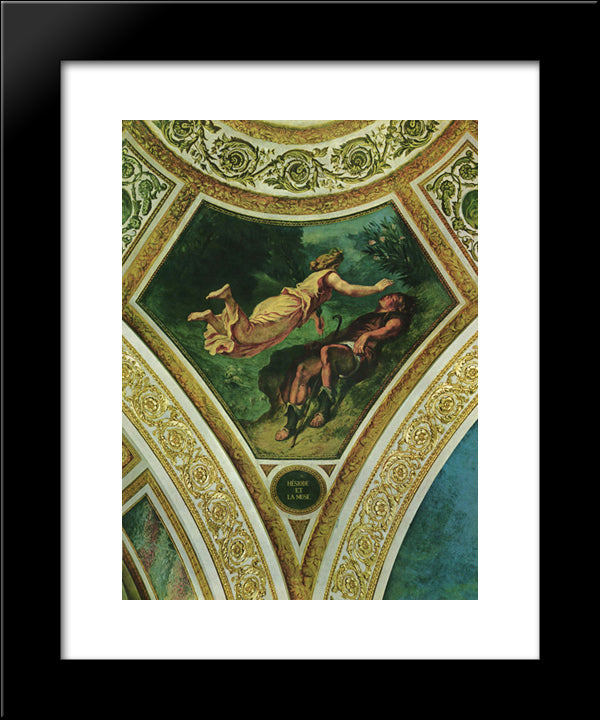 Hesiod And The Muse 20x24 Black Modern Wood Framed Art Print Poster by Delacroix, Eugene