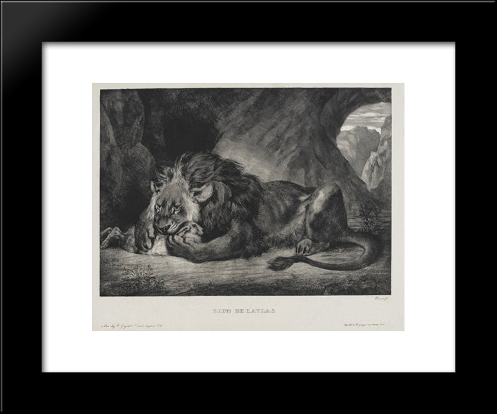 Lion Of The Atlas 20x24 Black Modern Wood Framed Art Print Poster by Delacroix, Eugene