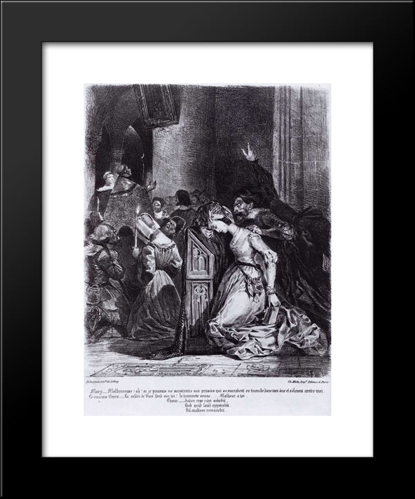 Marguerite In The Church With The Evil Spirits 20x24 Black Modern Wood Framed Art Print Poster by Delacroix, Eugene
