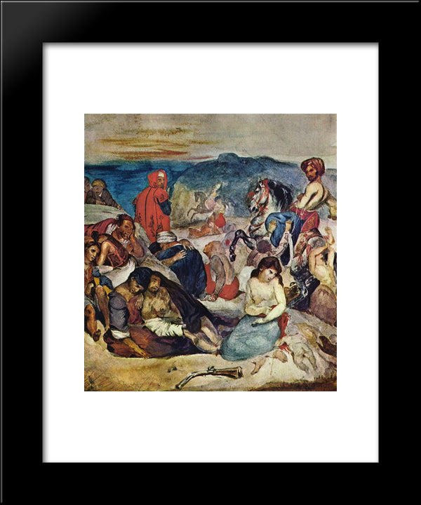 Massacre Of Chios 20x24 Black Modern Wood Framed Art Print Poster by Delacroix, Eugene