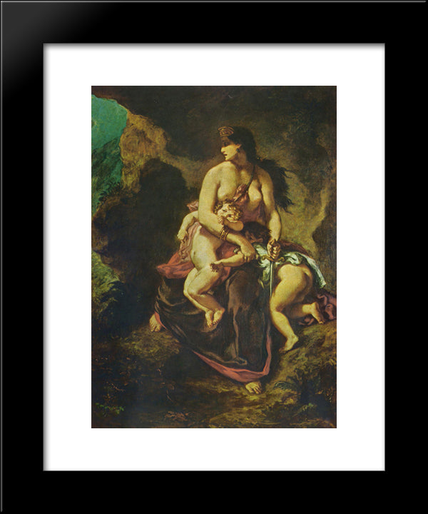 Medea 20x24 Black Modern Wood Framed Art Print Poster by Delacroix, Eugene
