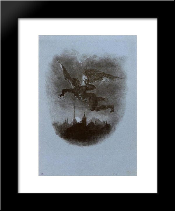 Mephistopheles Aloft 20x24 Black Modern Wood Framed Art Print Poster by Delacroix, Eugene