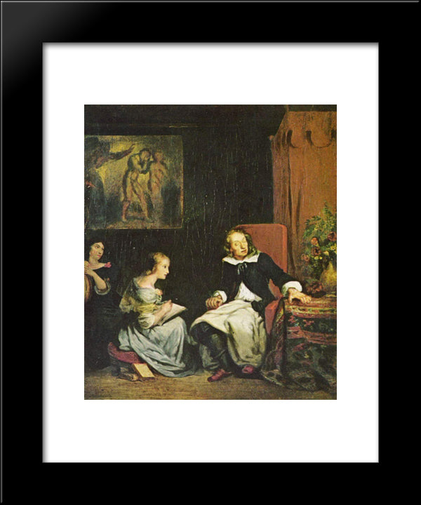Milton Dictated To His Daughters The (Paradise Lost) 20x24 Black Modern Wood Framed Art Print Poster by Delacroix, Eugene