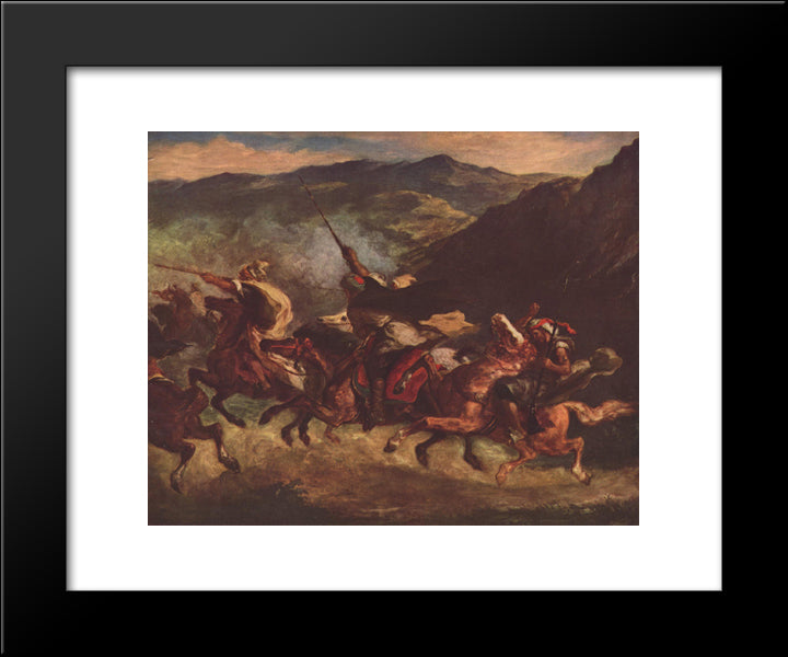 Moroccan Fantasia 20x24 Black Modern Wood Framed Art Print Poster by Delacroix, Eugene