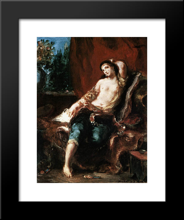 Odalisque 20x24 Black Modern Wood Framed Art Print Poster by Delacroix, Eugene