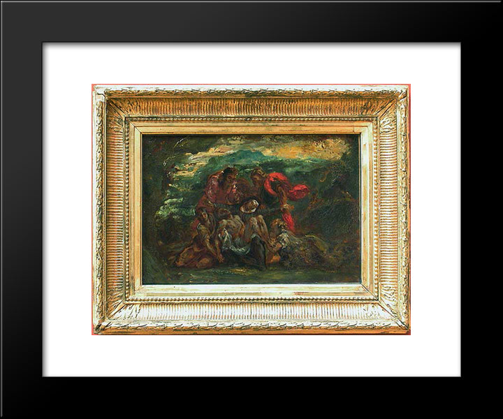Pieta 20x24 Black Modern Wood Framed Art Print Poster by Delacroix, Eugene