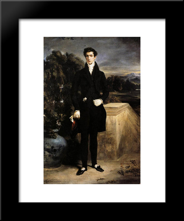 Portrait Of Baron Schwiter 20x24 Black Modern Wood Framed Art Print Poster by Delacroix, Eugene