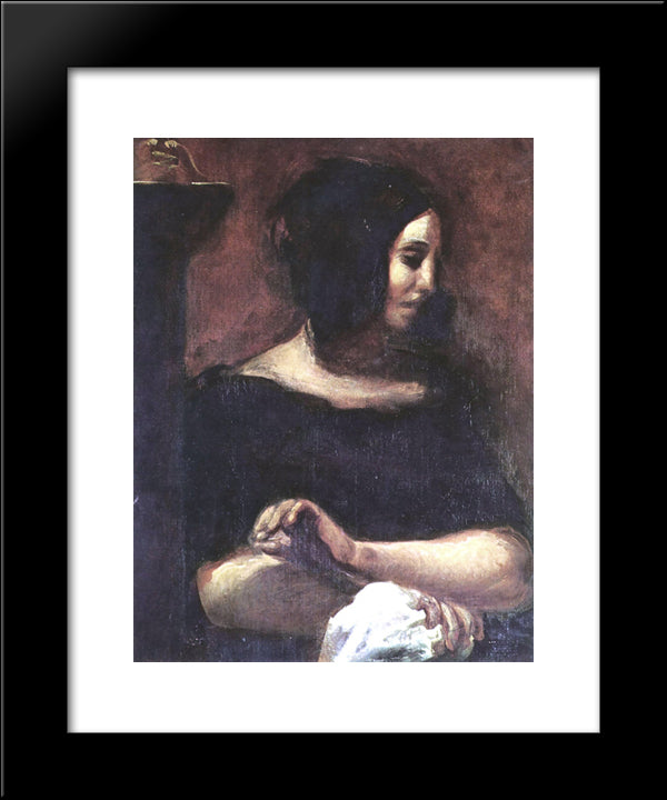 Portrait Of George Sand 20x24 Black Modern Wood Framed Art Print Poster by Delacroix, Eugene