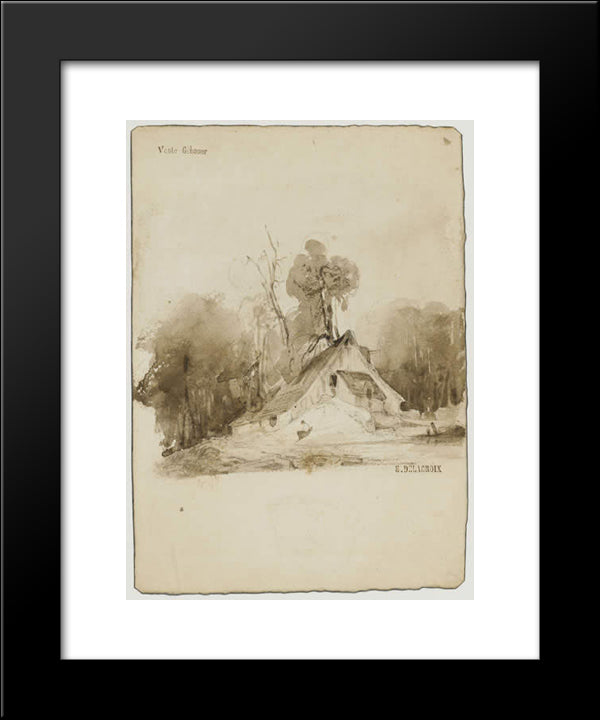 The Cottage In The Grove 20x24 Black Modern Wood Framed Art Print Poster by Delacroix, Eugene