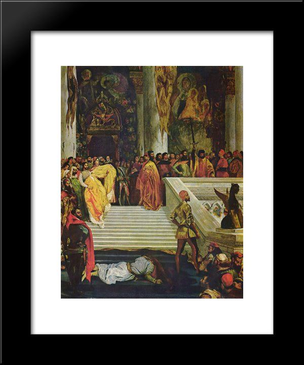 The Execution Of The Doge Marino Faliero 20x24 Black Modern Wood Framed Art Print Poster by Delacroix, Eugene