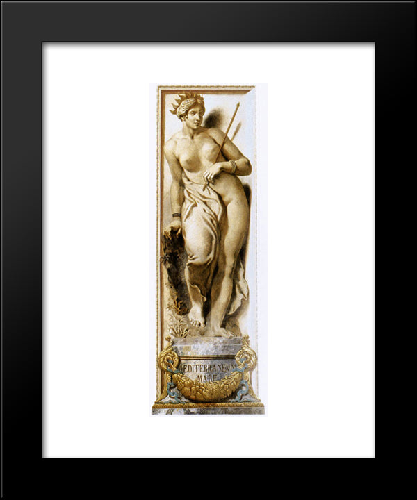 The Mediterranean 20x24 Black Modern Wood Framed Art Print Poster by Delacroix, Eugene