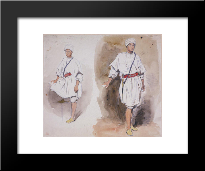 Two Views Of A Young Arab 20x24 Black Modern Wood Framed Art Print Poster by Delacroix, Eugene