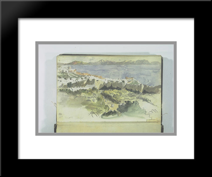 View Of Tangier 20x24 Black Modern Wood Framed Art Print Poster by Delacroix, Eugene
