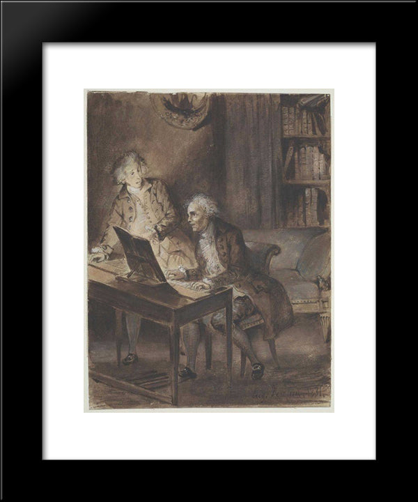 Willibald Von Glueck At The Clavecin Composing The Score Of His Armide 20x24 Black Modern Wood Framed Art Print Poster by Delacroix, Eugene