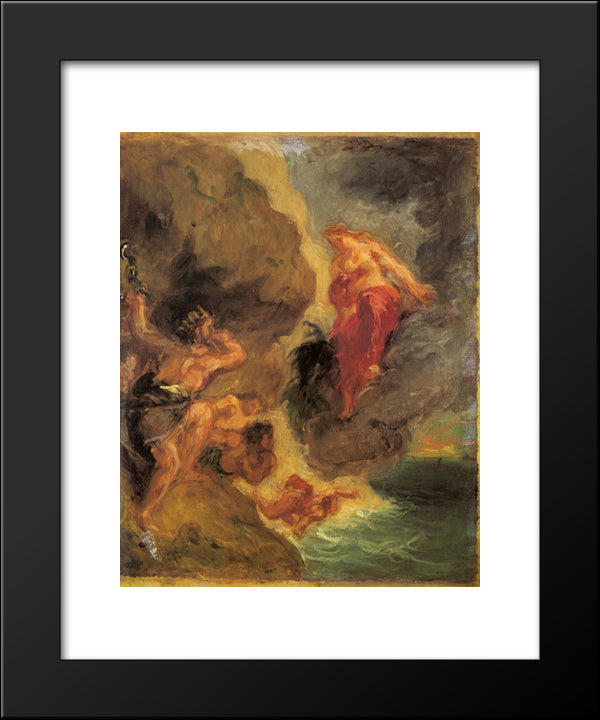 Winter Juno And Aeolus 20x24 Black Modern Wood Framed Art Print Poster by Delacroix, Eugene