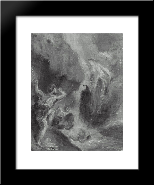 Winter Juno Beseeching Aeolus To Destroy The Fleet 20x24 Black Modern Wood Framed Art Print Poster by Delacroix, Eugene