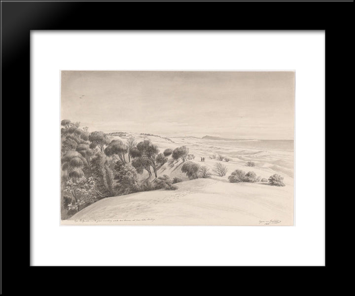 Cape Bridgewater And The Grand Encroaching White Sand Hommocs East From Lake Bonbong 20x24 Black Modern Wood Framed Art Print Poster by von Guerard, Eugene